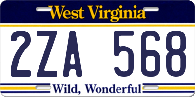 WV license plate 2ZA568