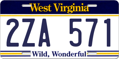 WV license plate 2ZA571