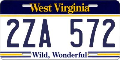 WV license plate 2ZA572
