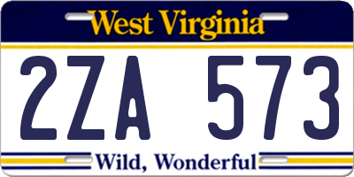 WV license plate 2ZA573
