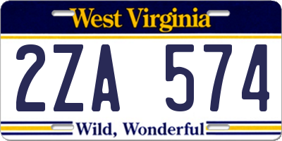 WV license plate 2ZA574