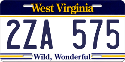 WV license plate 2ZA575
