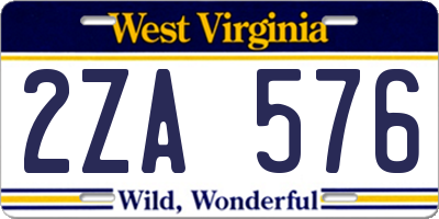 WV license plate 2ZA576