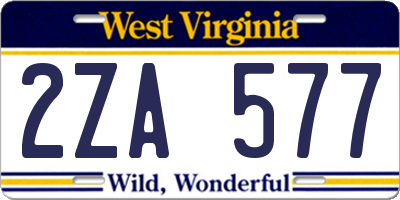 WV license plate 2ZA577