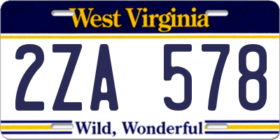 WV license plate 2ZA578