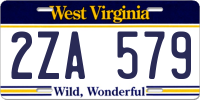 WV license plate 2ZA579