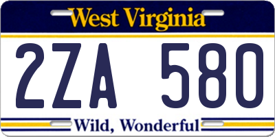 WV license plate 2ZA580