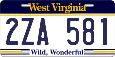 WV license plate 2ZA581
