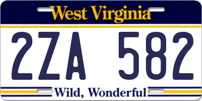 WV license plate 2ZA582