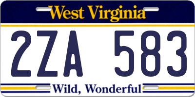 WV license plate 2ZA583