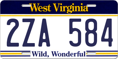 WV license plate 2ZA584