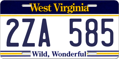 WV license plate 2ZA585