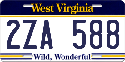WV license plate 2ZA588