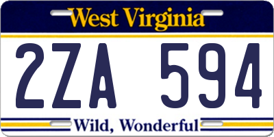 WV license plate 2ZA594