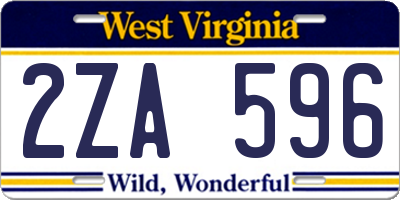 WV license plate 2ZA596