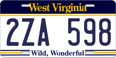 WV license plate 2ZA598