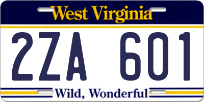 WV license plate 2ZA601