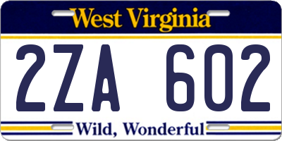 WV license plate 2ZA602