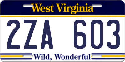 WV license plate 2ZA603