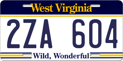 WV license plate 2ZA604