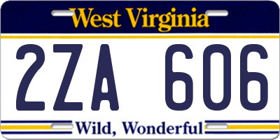 WV license plate 2ZA606