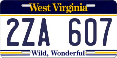WV license plate 2ZA607