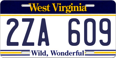 WV license plate 2ZA609