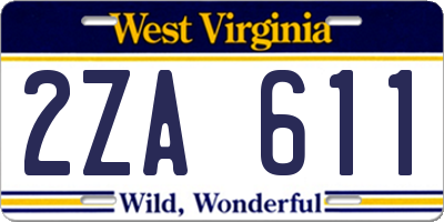 WV license plate 2ZA611