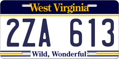 WV license plate 2ZA613