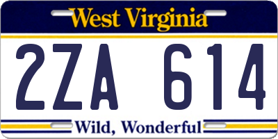 WV license plate 2ZA614