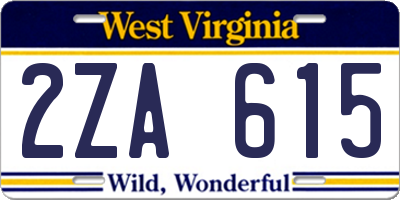 WV license plate 2ZA615