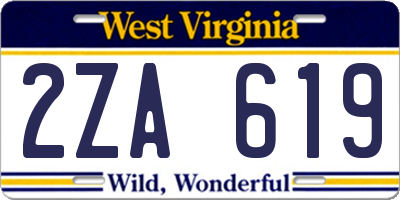 WV license plate 2ZA619