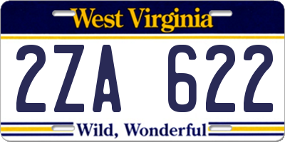 WV license plate 2ZA622