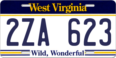 WV license plate 2ZA623