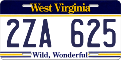WV license plate 2ZA625
