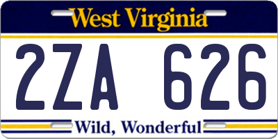 WV license plate 2ZA626
