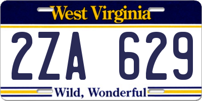 WV license plate 2ZA629
