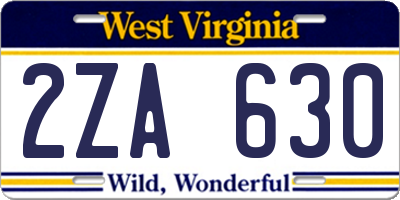 WV license plate 2ZA630