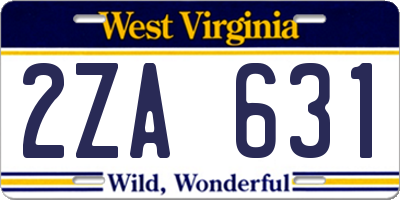 WV license plate 2ZA631