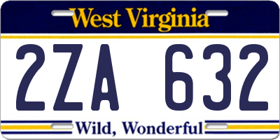 WV license plate 2ZA632