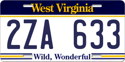 WV license plate 2ZA633