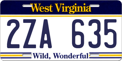 WV license plate 2ZA635