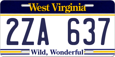 WV license plate 2ZA637