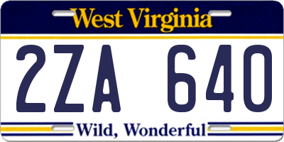 WV license plate 2ZA640