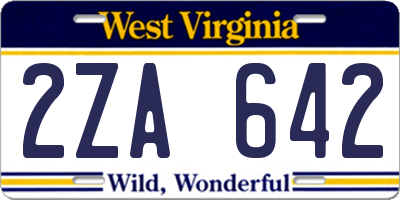 WV license plate 2ZA642