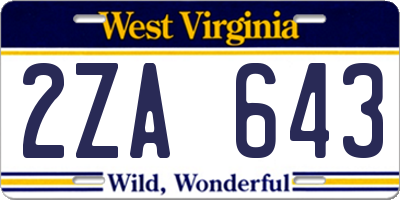 WV license plate 2ZA643