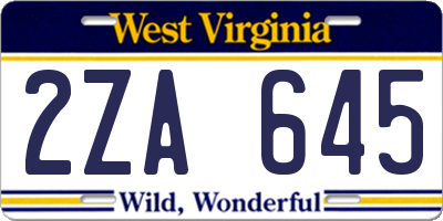WV license plate 2ZA645