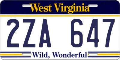 WV license plate 2ZA647