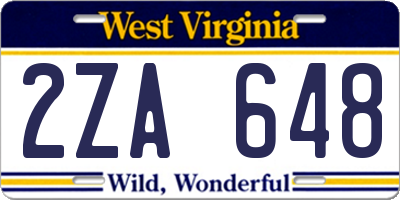 WV license plate 2ZA648