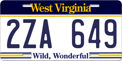 WV license plate 2ZA649